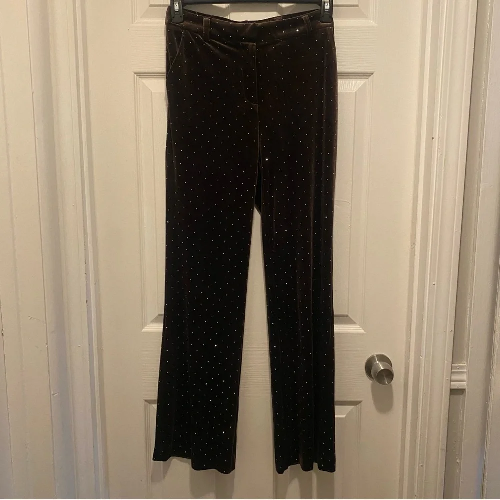 Skies Are Blue Brown Rhinestone Velvet Blazer & Pant Set - Picture 13 of 16